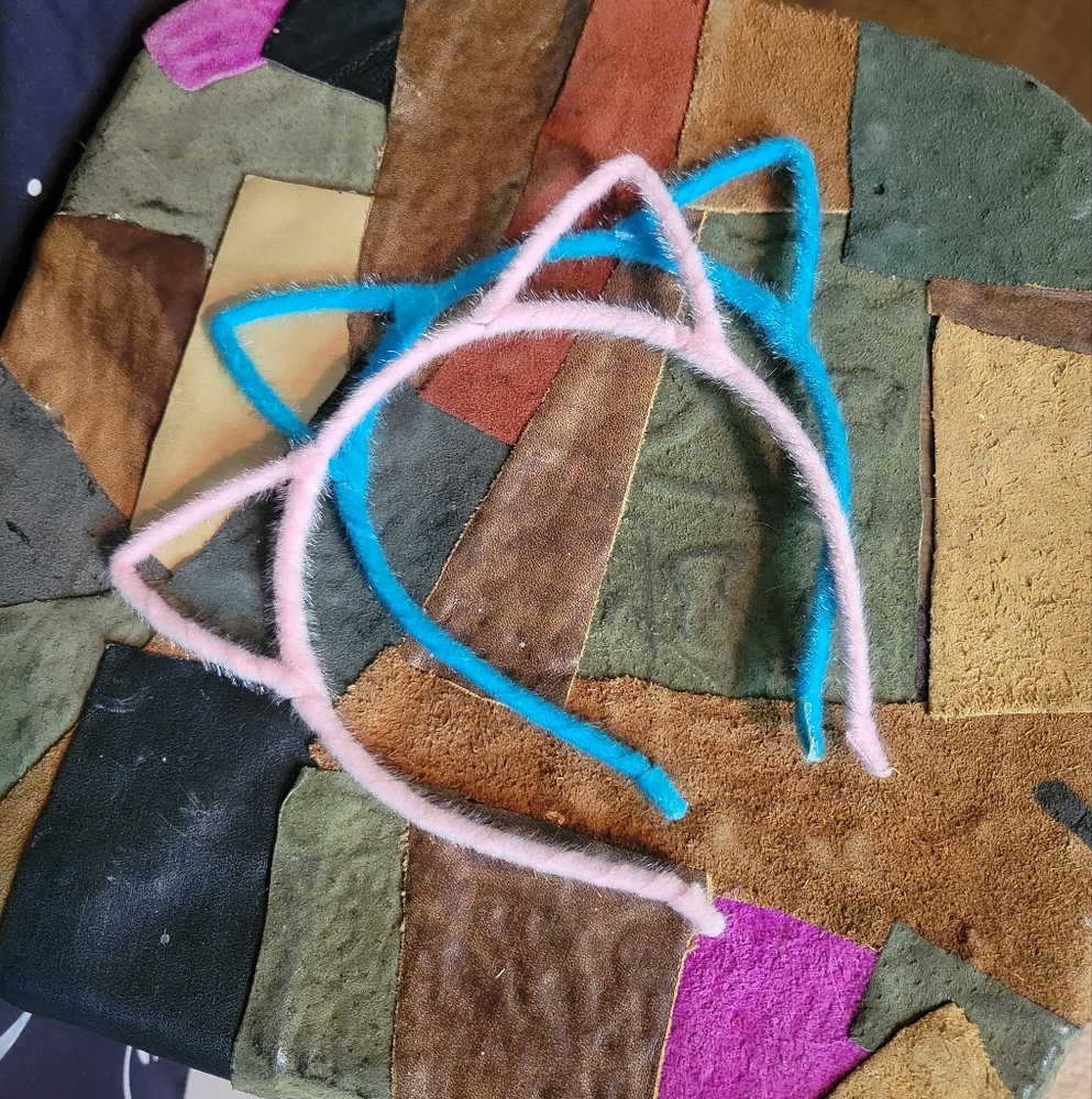 Fuzzy pink and blue Kitty Cat ear headbands - Adult Size - Never Worn